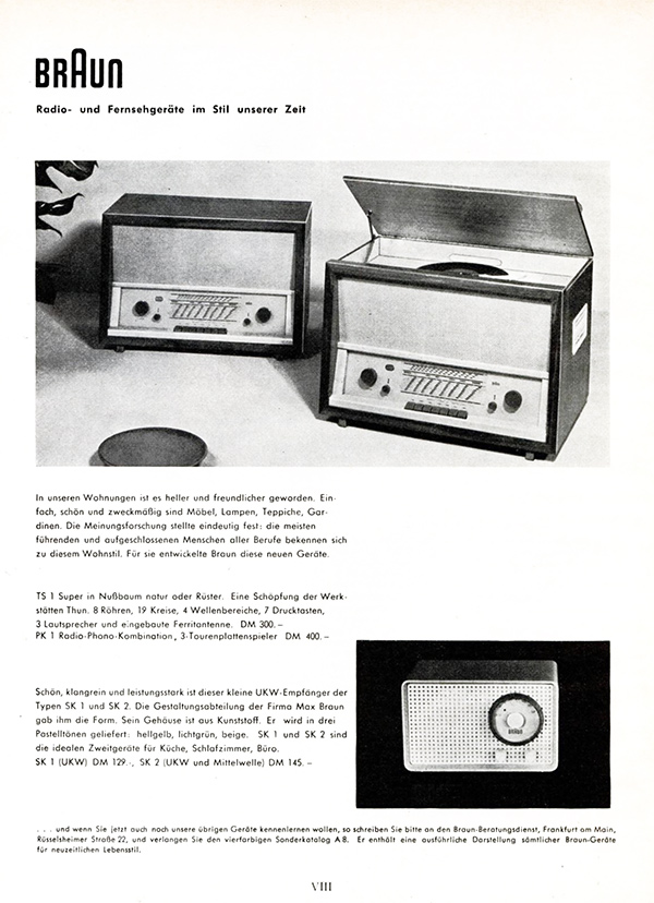 BRAUN UKW Empf&auml;nger/Radio SK1, in der Werkstatt entand die markante ringf&ouml;rmige Skala mit den beiden Drehkn&ouml;pfen darunter, ebenso die Eckradien des Geh&auml;uses. 1955.